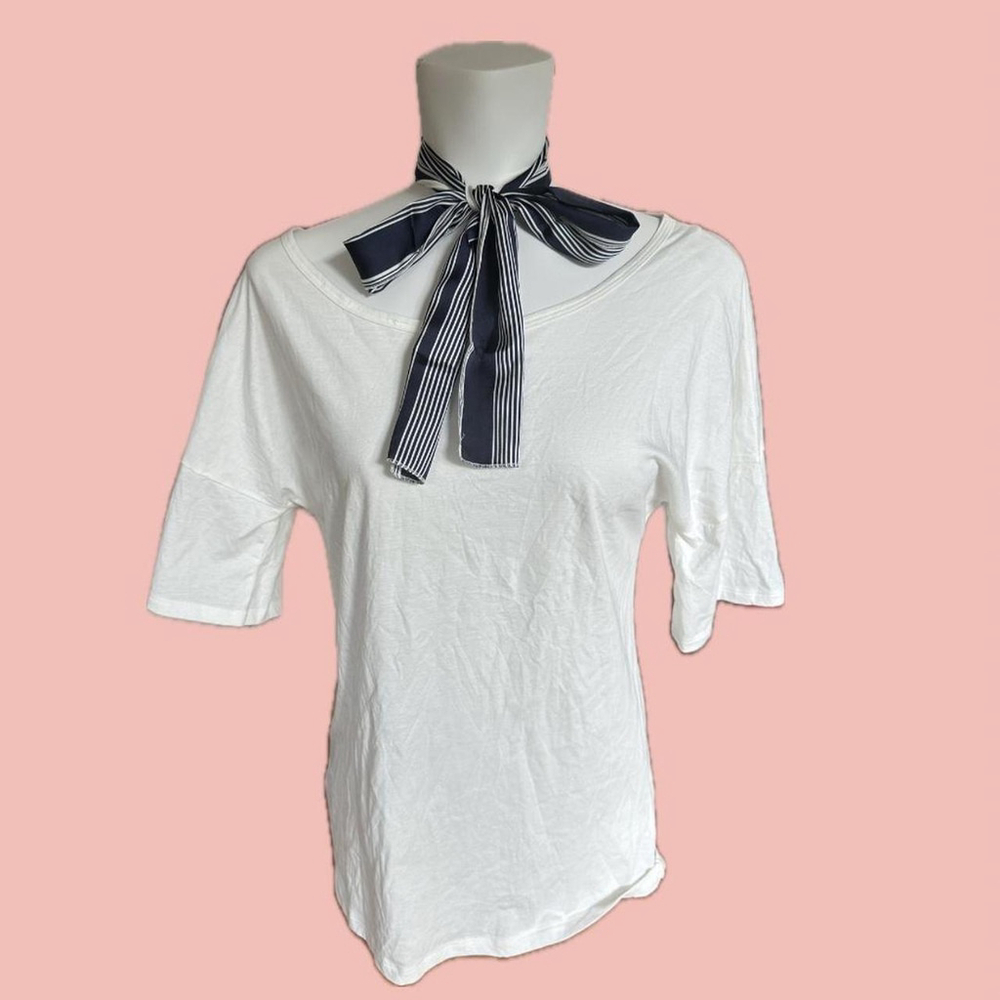 Intimissimi White Oversized Tee + Striped Scarf Set – NWT, Size S